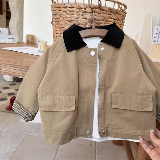 Kids Windbreaker New 2025 Spring Autumn Fashion Korean Casual Baggy Simple Style