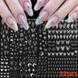 8Pcs Red Heart Nail Stickers 3D Bronzing Silver Gold Heart Shape Star & Moon Metal Totem Nail Slider Self-Adhesive DIY Nail Art*