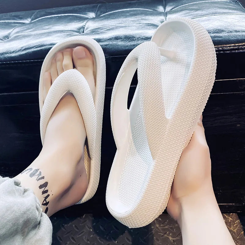 Men'S Platform Flip Flops Summer Soft Sole Eva Slippers For Men Outdoor Casual Beach Shoes Home Non-Slip Bathroom Slides Shoes