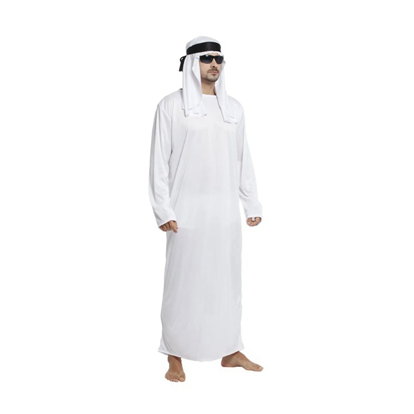 male outfits Arab Middle UAE Robe for Men Long Sleeves Arab Muslim Middle East Crew Neck Maxi-Muslim Dubai Thobe Long Abaya