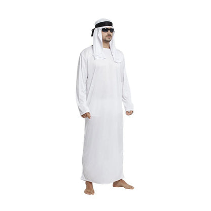 male outfits Arab Middle UAE Robe for Men Long Sleeves Arab Muslim Middle East Crew Neck Maxi-Muslim Dubai Thobe Long Abaya
