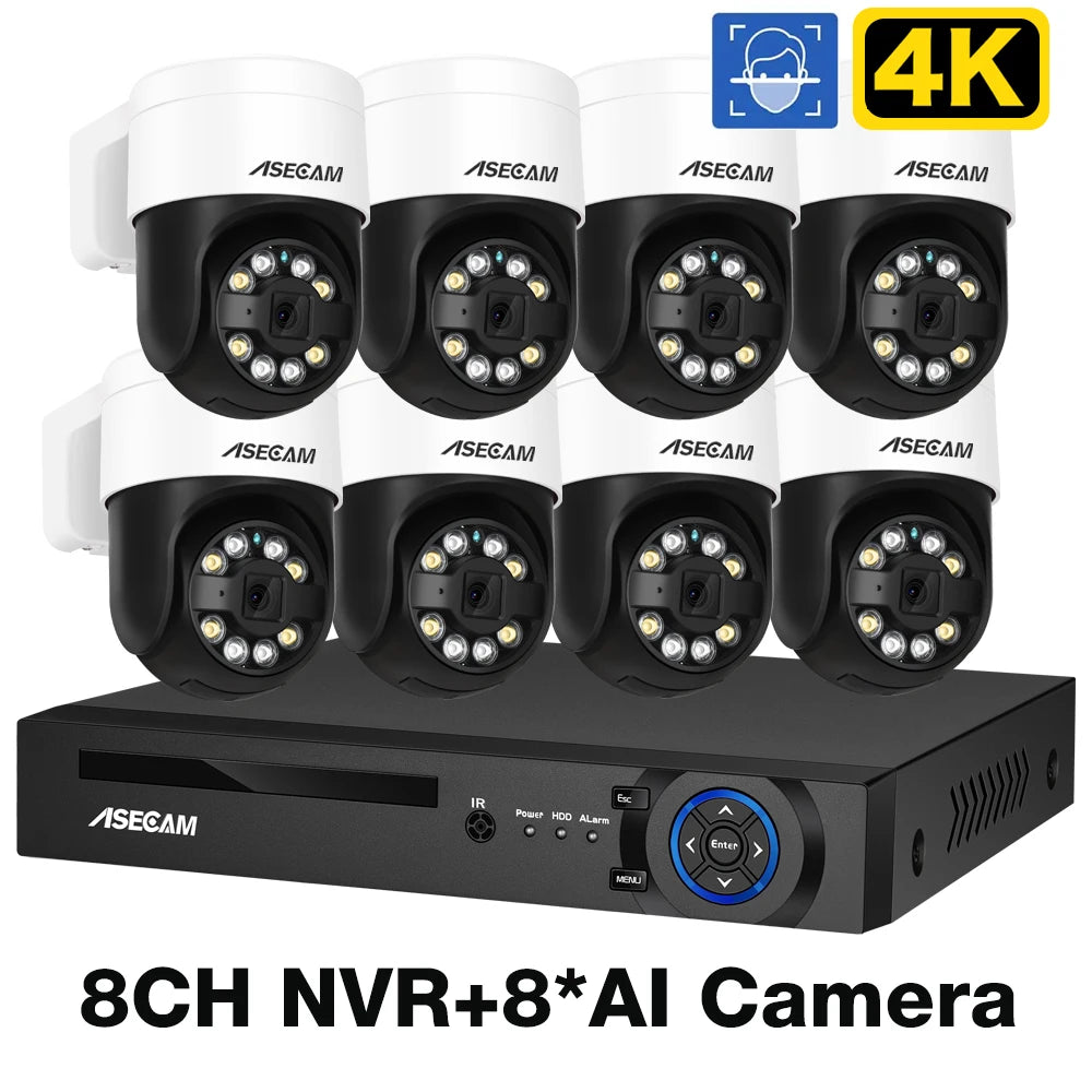 8MP 4K Face Detection Security PTZ IP Camera System Audio POE NVR Kit CCTV Humanoid Outdoor Home Video Surveillance Xmeye