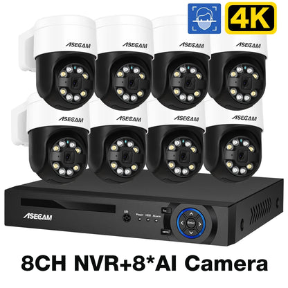 8MP 4K Face Detection Security PTZ IP Camera System Audio POE NVR Kit CCTV Humanoid Outdoor Home Video Surveillance Xmeye