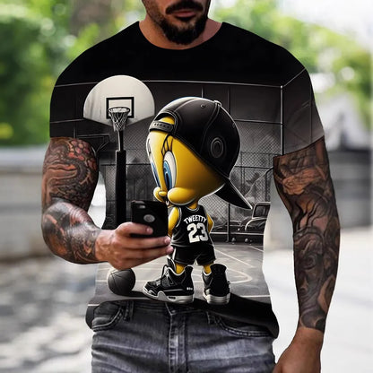 mens summer clothing with 3D printed cartoon duck graphic t shirts round neck short sleeved tees new tops funny t shirt for men