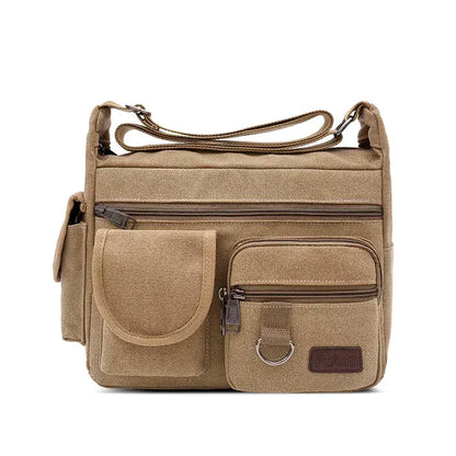 New Canvas Messenger Bag for Men Vintage Water Resistant Waxed Crossbody Bags Briefcase Padded Shoulder Bag for Male Handbag