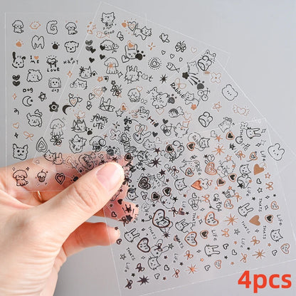8Pcs Red Heart Nail Stickers 3D Bronzing Silver Gold Heart Shape Star & Moon Metal Totem Nail Slider Self-Adhesive DIY Nail Art*
