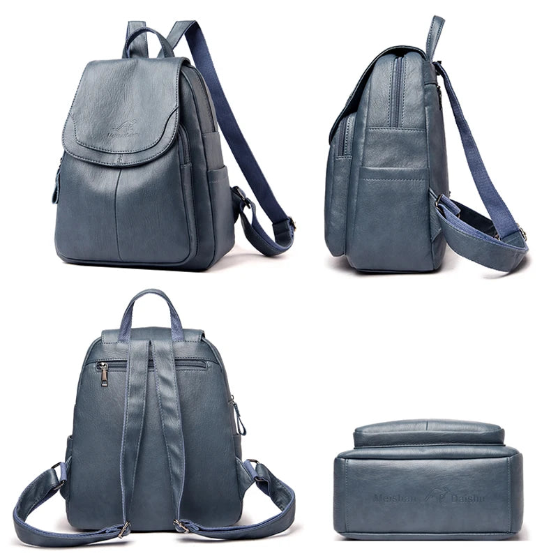 Luxury Women Genuine Leather Backpack Fashion Designer Female Soft Cow Leather School Bag Large Capacity Travel Bags Mochila Sac