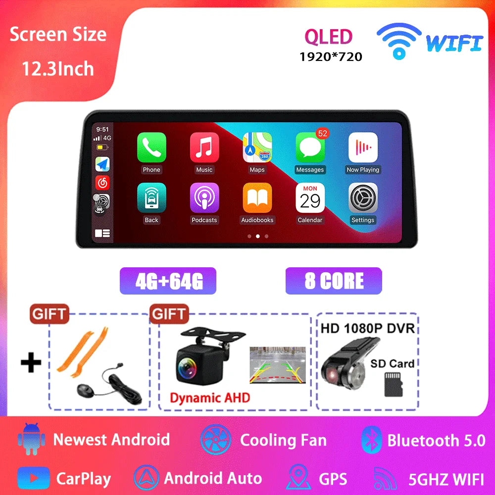 12.3  For Mazda 3 Mazda3 3 Axela BM 2013 - 2019 Android 14 QLED Screen GPS Car Radio Video Player Multimedia Navigation Carplay