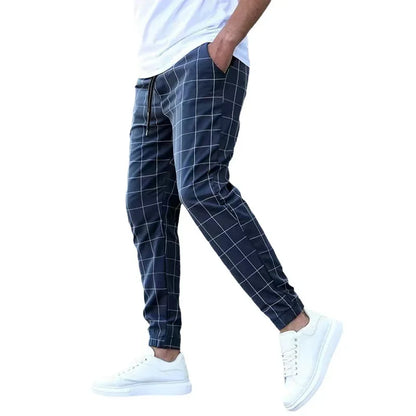 New Style Men Sports and Casual Pants, Trendy and Fashionable Checked Long Pants Slim-fit, All-season Versatile Casual Men Pants