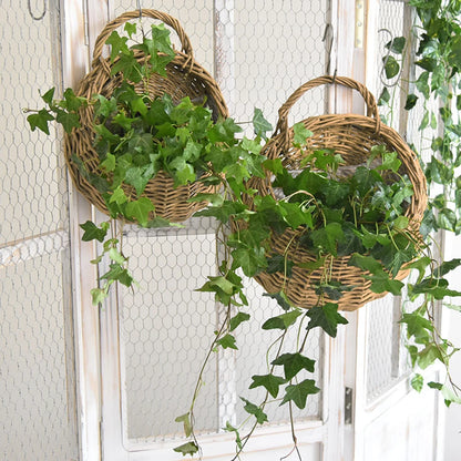 Wall Mounted Rattan Basket Hanging Planter Basket Handmade Wicker Flower Pot Home Garden Balcony Decor Woven Rattan Vase Baskets