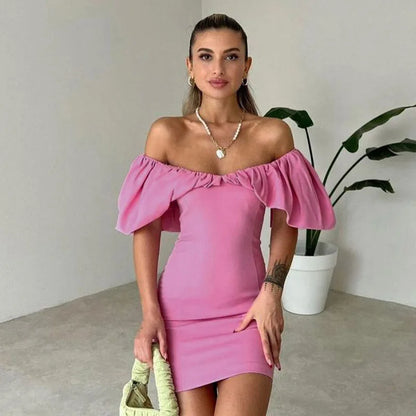 New spring style sexy waist slimming pleated shoulder bag hip dress