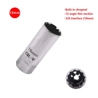 Universal Spark Plug Sleeve Wrench 3/8" Socket Magnetic 12-Point Angle Thin Wall Spark Plug Car Removal Tools 14mm 16mm CR-V