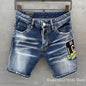 New Summer Men Blue Denim Shorts Italian Style Male Shorts Jeans High Quality Male Stretch Fit Ripped Denim Jeans Shorts Size 38