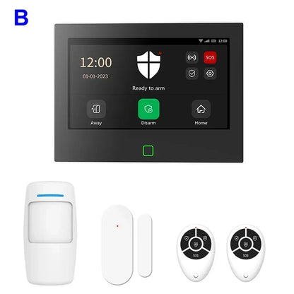 7 Inch Smart WiFi Home Alarm Panel Big Screen 4G Full Touch Tuya Smart Life Alarm Host Systems Kits Security Home Protection