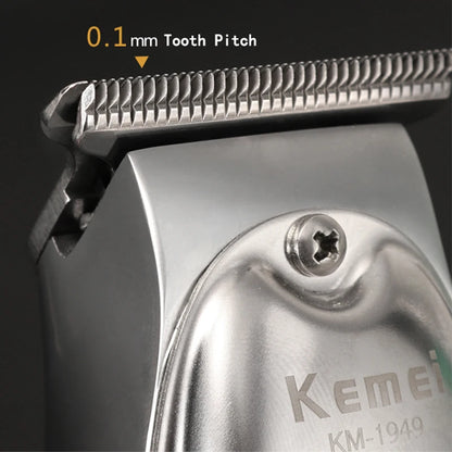 Kemei Professional Hair Clipper All Metal Men Electric Cordless Hair Trimmer 0mm Baldheaded T Blade Finish Haircut Machine 1949