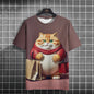 Summer Men's T-Shirt Funny Cat Print Oversized Short Sleeve Man T-Shirt Round Neck Casual Men Women Tee Neutral Clothing 2024