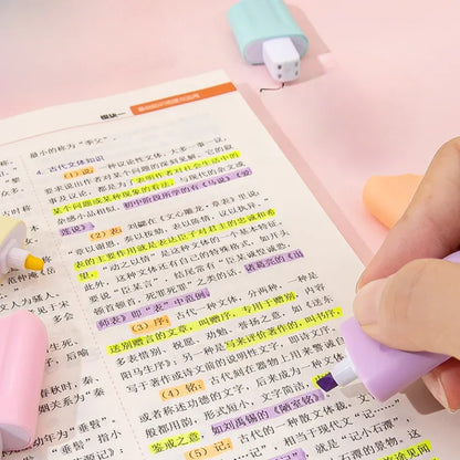 6 Pcs/set Gril Cute Highlighters Set School Office Stationery Drawing Supplies Kawaii Ice Cream Mini Painting Marker Pens