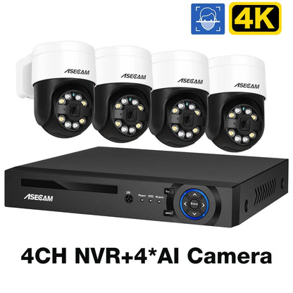 8MP 4K Face Detection Security PTZ IP Camera System Audio POE NVR Kit CCTV Humanoid Outdoor Home Video Surveillance Xmeye