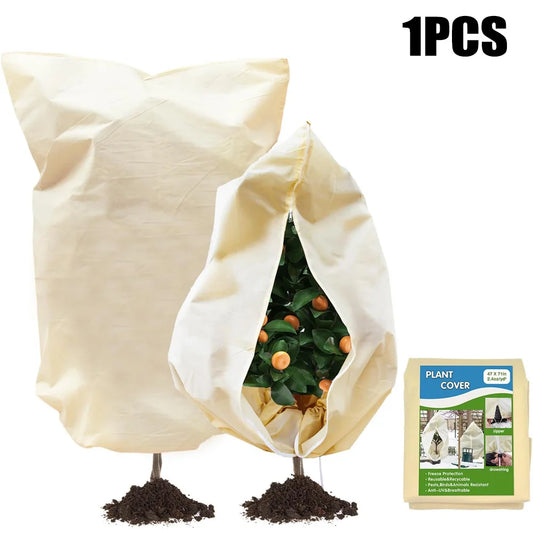 1PC Winter Plant Warm Cover Non-woven Plant Anti Freezing Bag In Outdoor Yard Vegetation Anti-Frost Bag Drawstring Zipper Design