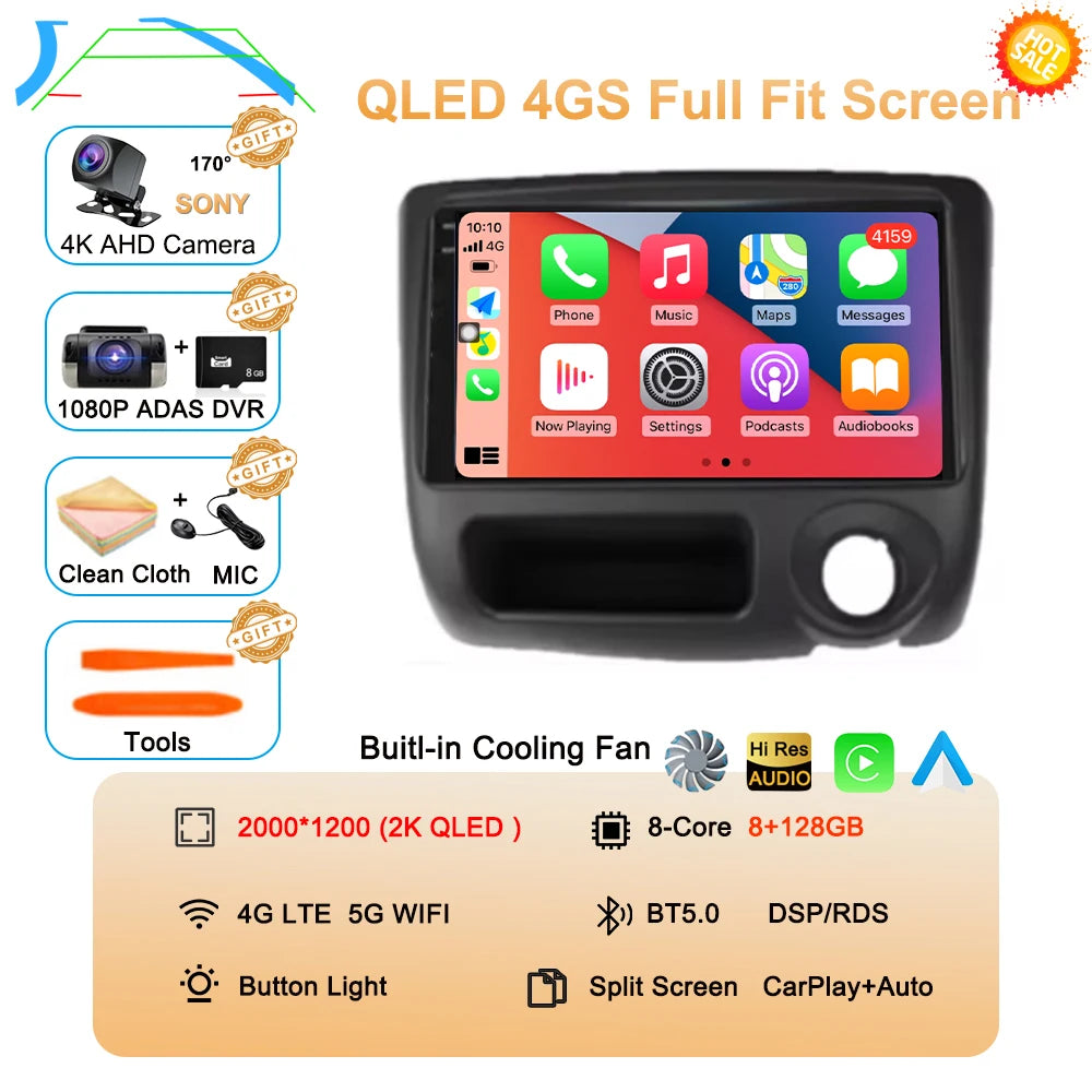 Android 14 For Toyota Vitz Yaris Echo 1999-2005 Carplay Auto Car Radio Multimedia Video Player Navigation GPS No 2Din 2 Din DVD