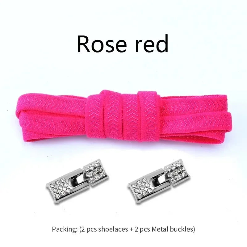 Elastic Laces Sneakers Diamond Cross Locks Shoelaces Without Ties Kids Adult 8MM Width No Tie Shoe Laces Rubber Bands Shoelace