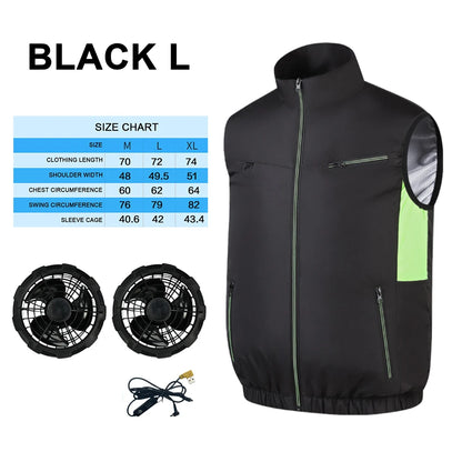 New Cooling Vest Ice Fan Vest Heat Resistant Air Conditioner Clothes Cooling Fan Vest for Summer Camping Fishing Vest Hiking