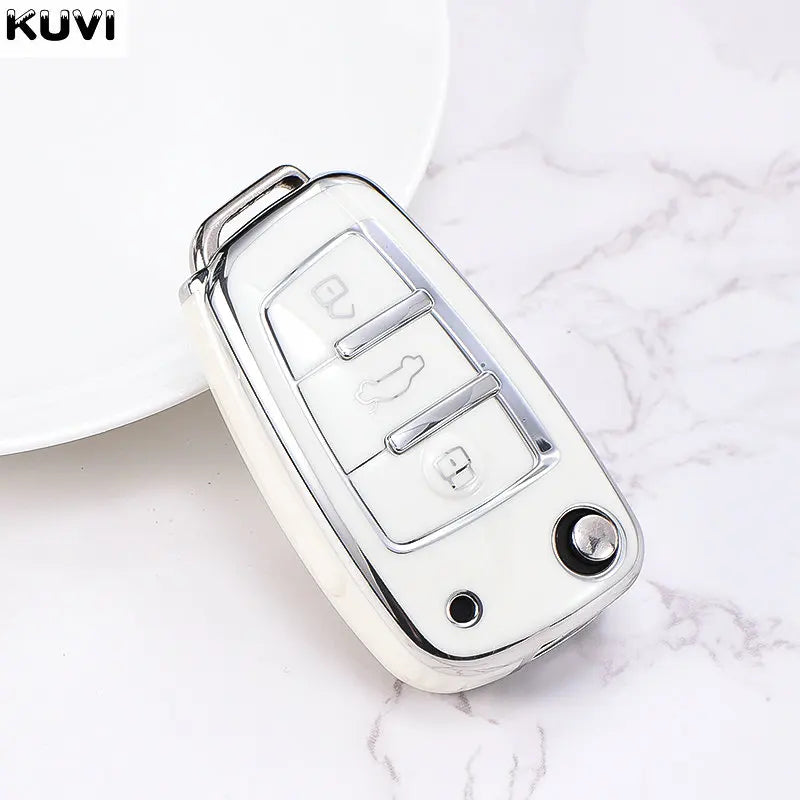 Soft TPU Car Flip Key Case Cover Holder For Audi A1 A3 A6 A6L Q2 Q3 Q7 TTS R8 S6 RS3 Key Protection Shell Fob Accessories