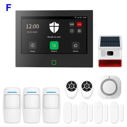 7 Inch Smart WiFi Home Alarm Panel Big Screen 4G Full Touch Tuya Smart Life Alarm Host Systems Kits Security Home Protection
