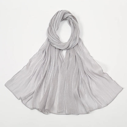 New Premium Silk Crinkle Hijab Scarf Women Shawls Plain Muslim Women Hijabs Breathab Islam Women Turban Pleated Scarf Ramadan