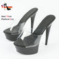 2024 Summer New  Women Clear Heels Sexy Platform Sandals Slipper 15cm Girls Shoe for Party Club Thin Heels Black Heels Drop Sale