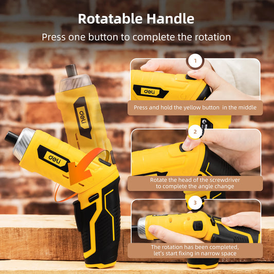 Deli 11pcs 3.6V USB Small Power Electric Screwdriver Set,Compact and Powerful Tool for Precision Fastening,Ideal for DIY