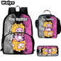 3Pcs Set LankyBox School Backpacks with Lunch Bag Pencil Case,Cartoon Large Capacity School Bags for Grade 1-4,Mochila for Pupil