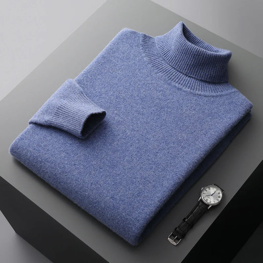Autumn and winter new 100% merino cashmere sweater men's knitted pullover padded warm neck fashion loose plus size coat