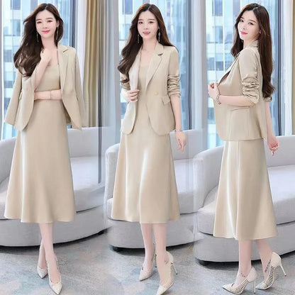 woman Skirt suit spring/summer solid color dress Suit jacket single button Ladies clothes sale dropshipping HTHDDbk8948