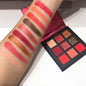 Matte Glitter Eyeshadow Palette 9 Colors, Red Color Tone Shimmer Eyeshadow Palette, Long Lasting High Pigmented Powder Colorful