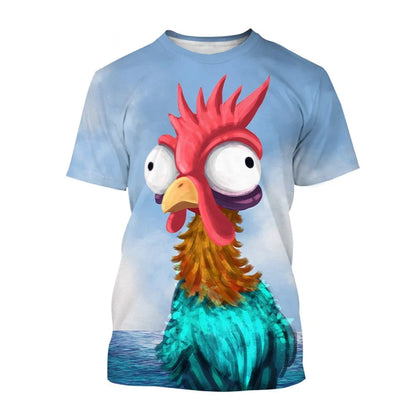 2024 Fashion Graphic Chicken 3D Printing Men's T-shirt Funny Anime Chicken Unisex Casual Short Sleeve tees tops