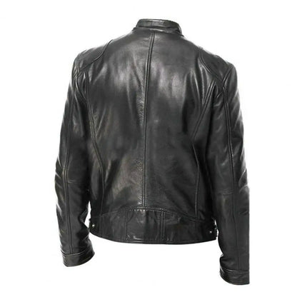 Fashion Mens Leather Jacket Slim Fit Stand Collar PU Jacket Male Anti-wind Motorcycle Lapel Diagonal Zipper Jackets Men 2024