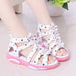 Girls Sandals Flowers Kids Roman Sandals Children Gladiator Shoes Soft Leather With Dots Zipper Pearl Beading Toddler 1-12 Years