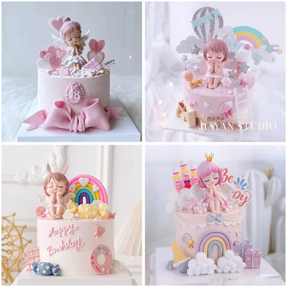 Princess Cake Topper Girl Happy Birthday Party Supplies Kids Happy 1st Birthday Cake Decorations Girl's 16th Party Gifts