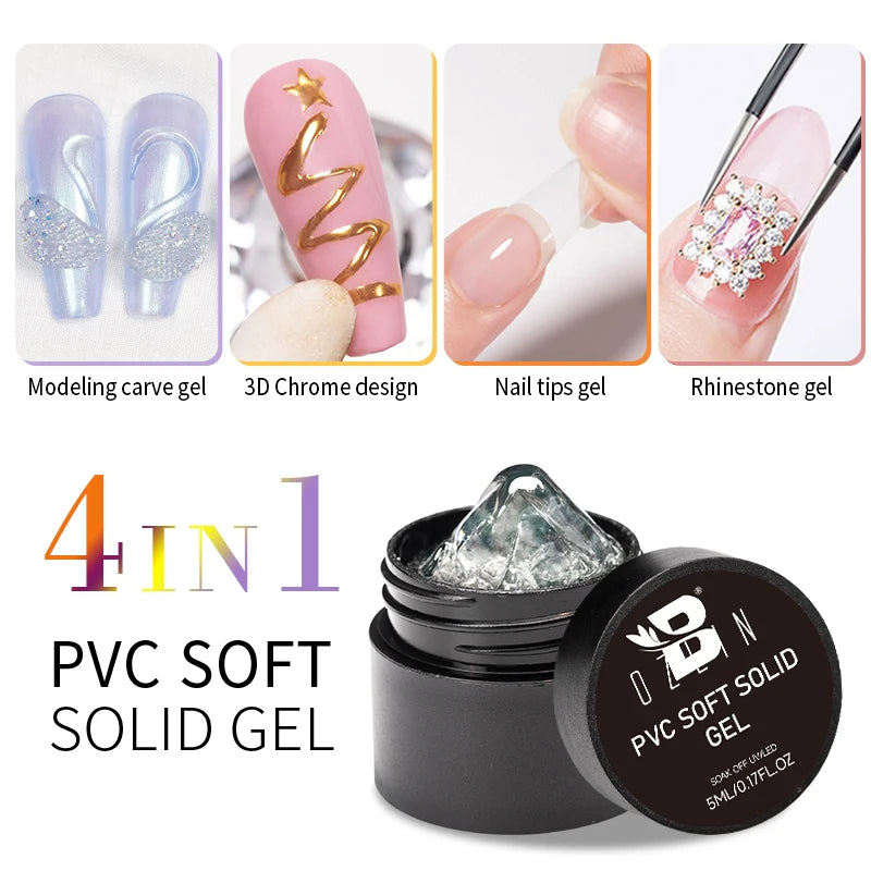 BOZLIN 5ML Color Solid Nail Gel Colorful Painting Nail Art Varnish Semi Permanent Solid Polish UV Nail Gel Top Coat Manicure