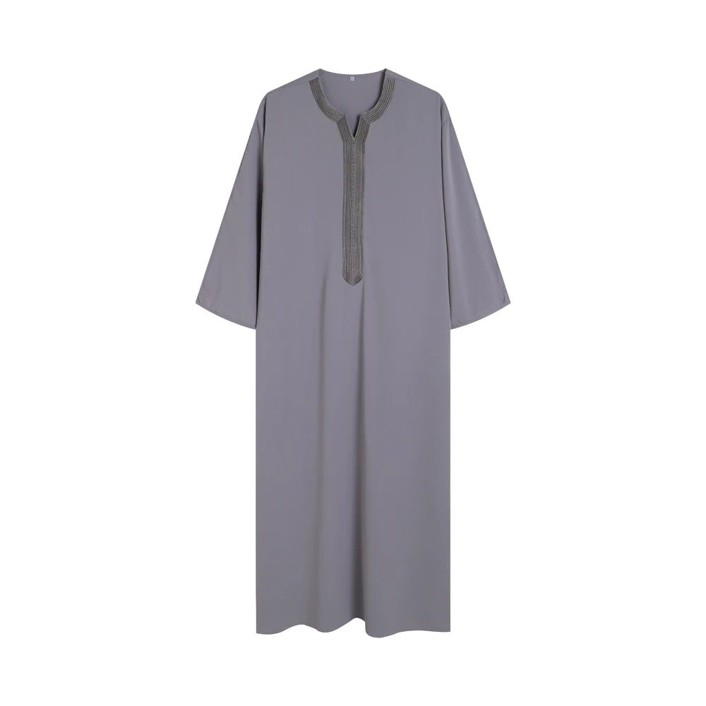 Summer 2024 New Muslim Men Clothing Moroccan Robe Stripes Hand Embroidered Loose Breathable Djellaba Abaya Men's Robe