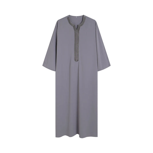 Summer 2024 New Muslim Men Clothing Moroccan Robe Stripes Hand Embroidered Loose Breathable Djellaba Abaya Men's Robe