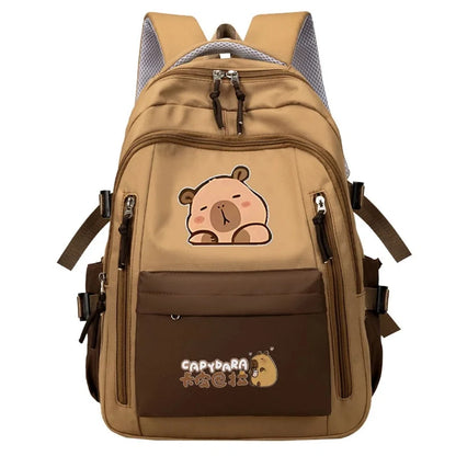 Capybara School Backpack Teens Girls School Bags Set Casual Daypack Kids 3Pcs Book Bag Kawaii Children Schoolbag Travel Backpack