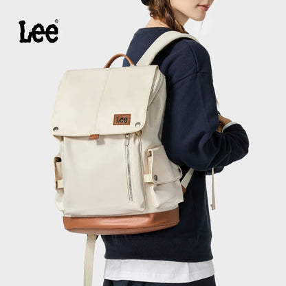LEE New Korea Style Flip Leather Backpack Women Men Large Capacity Business Commuter Travel Rucksack Buy Laptop School Book Bag