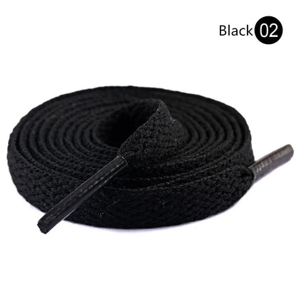1Pair 8mm Flat Shoelaces Unisex Polyester Black White Shoe Laces Sneakers Canvas Laces Classic Soft Kids Shoestrings 80-120cm