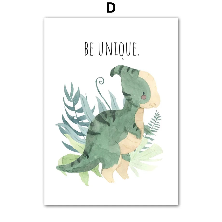 Cartoon Dinosaur Numbers Alphabet Jurassic Dino Nursery Posters Print Canvas Painting Wall Art Picture Baby Kids Room Home Decor