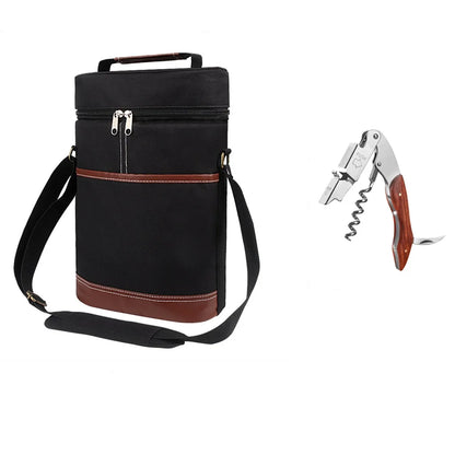 Soft Cooler Wine Bottle Insulated Bag for Wine Thermal 2 Drink Bottle 750ml Beer Outdoor Bag for Travel Carrier Tote Wine Glass