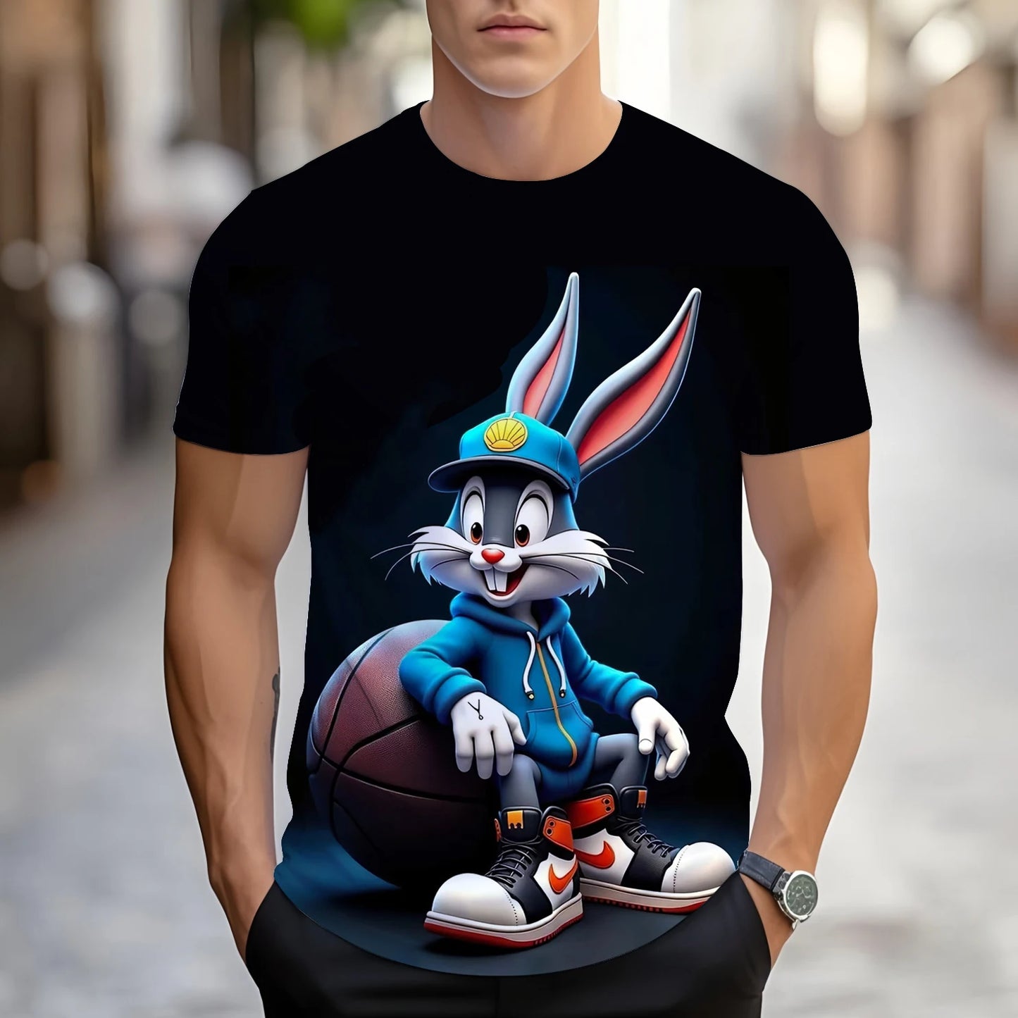 mens summer clothing with 3D printed cartoon duck graphic t shirts round neck short sleeved tees new tops funny t shirt for men