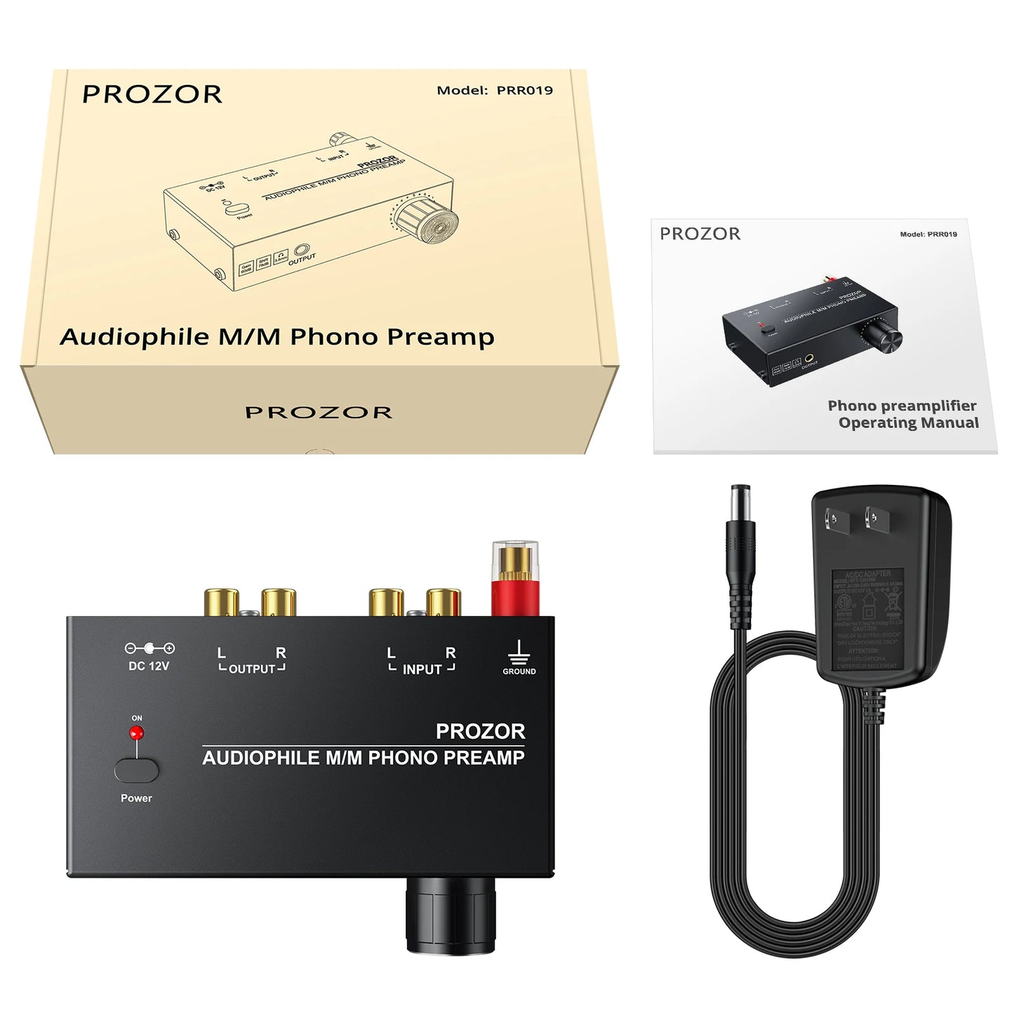 PROZOR Phono Preamplifier Converter Audiophile M/M Phono Preamp Preamplifier with Level Control 2 RCA Input & Output for AK-750S