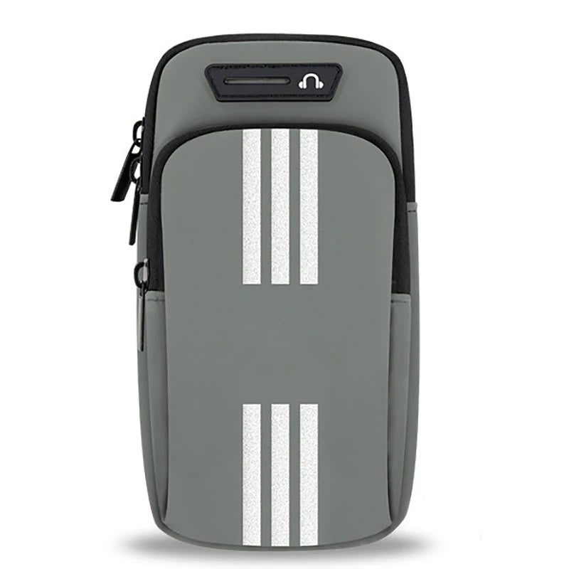 HAISSKY New Reflective Stripe Armband Bag For iPhone 15 14 13 12 Pro Max 15 Plus Elastic Zipper Running Sports Arm Phone Pouch